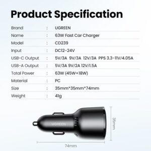 Tẩu Sạc ô tô 2 cổng USB-C và USB-A Ugreen 90645 - Hình ảnh 11