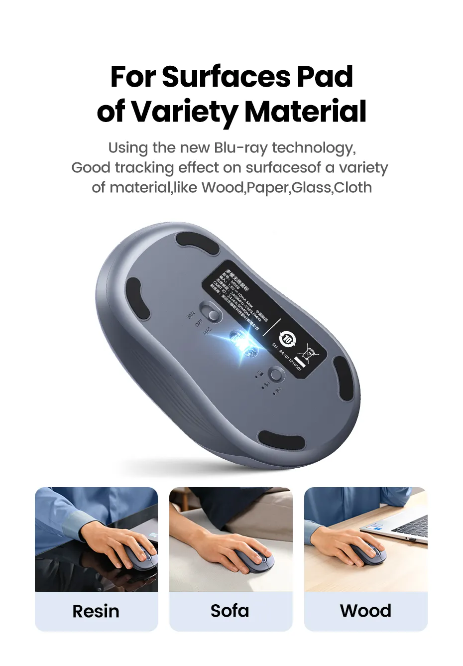 UGREEN 35900 chuột không dây Độ Nhạy Cao 4000 DPI - Hình ảnh 4