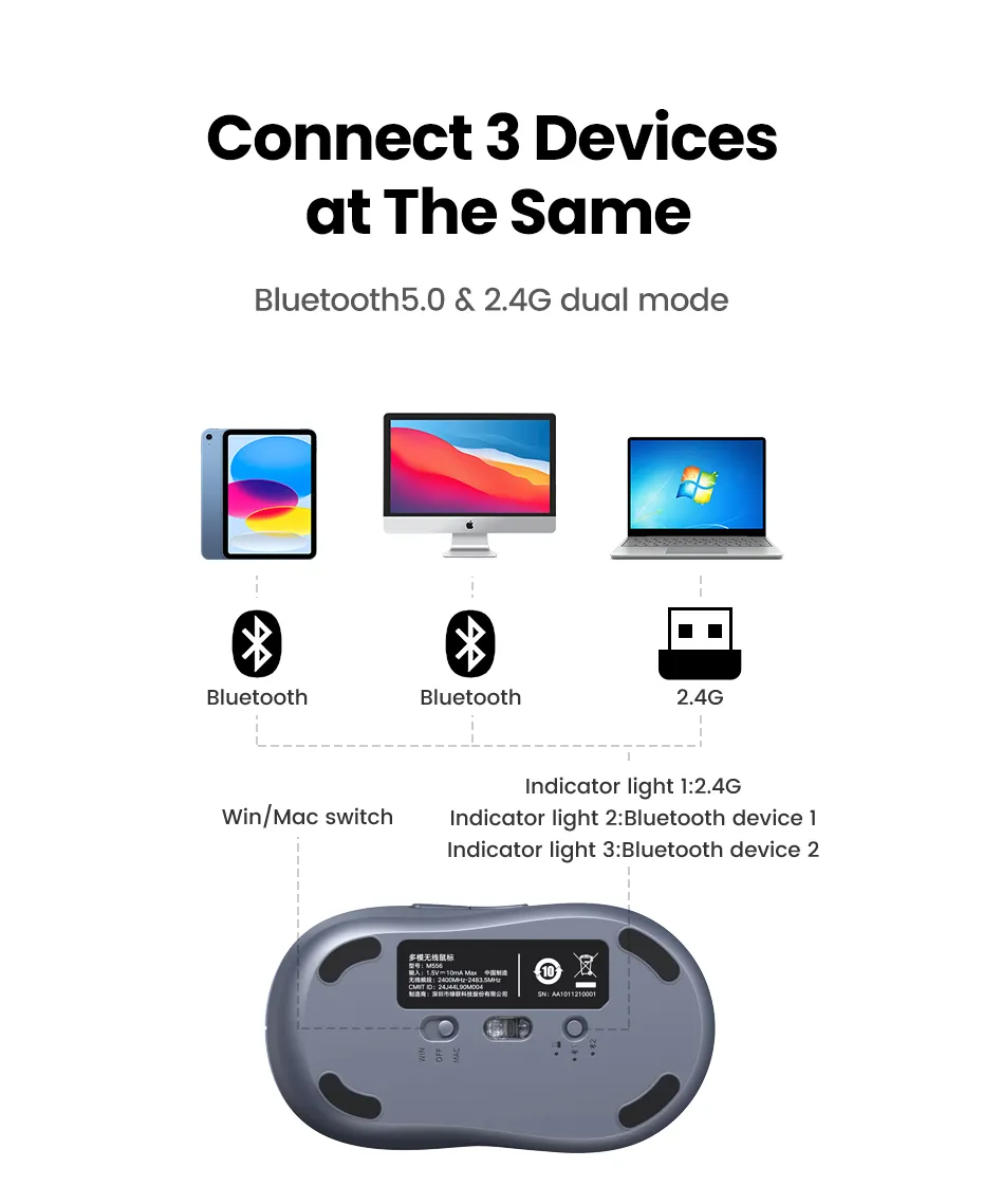 UGREEN 45149 – Chuột Bluetooth Không Dây Dual Mode, DPI 4000 Cho Laptop, MacBook, PC - Hình ảnh 10