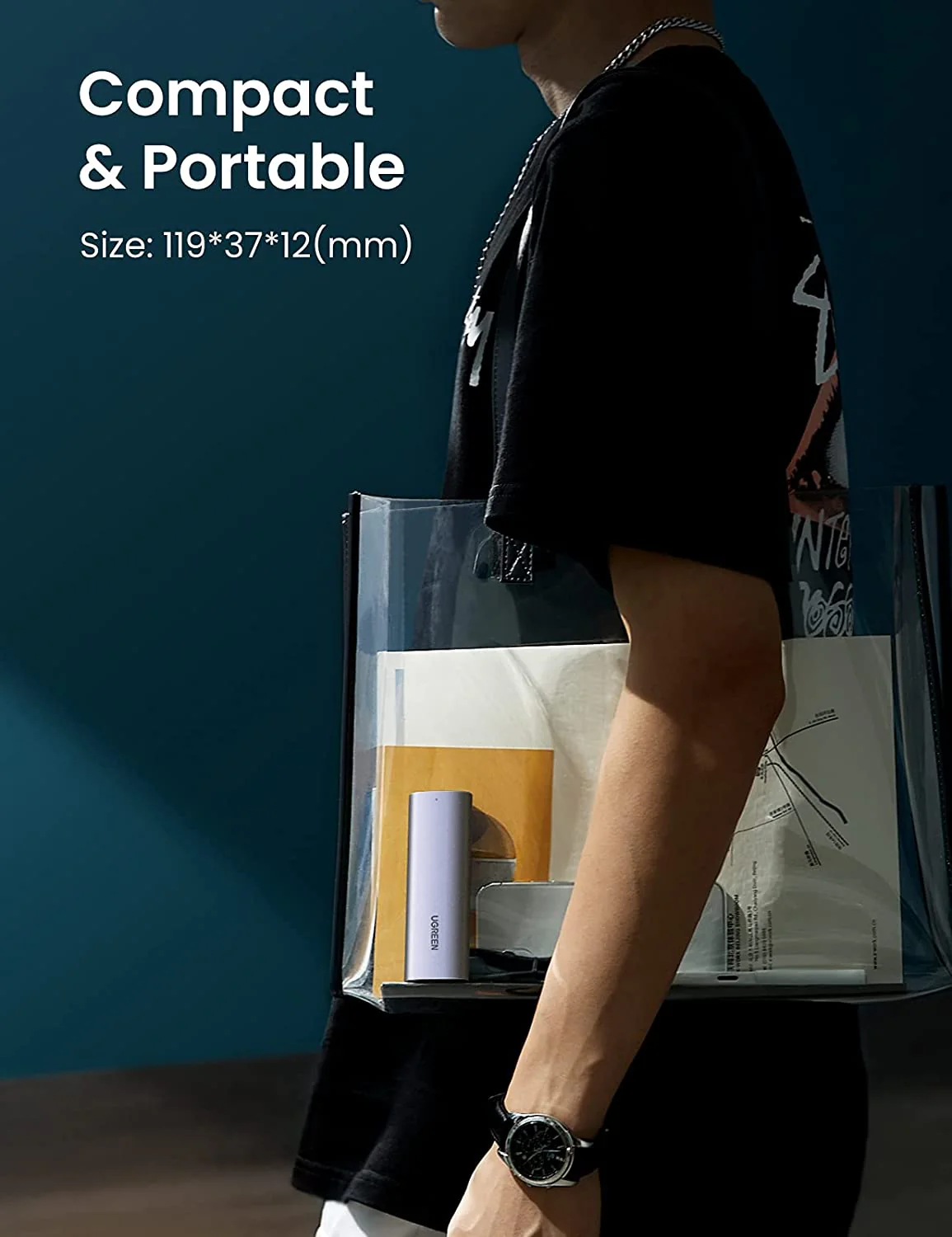 UGREEN 10903 - Hộp Đựng Ổ Cứng M.2 NGFF SATA USB-C 5Gbps CM400 - Hình ảnh 6