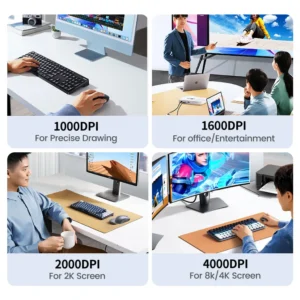 UGREEN 45149 – Chuột Bluetooth Không Dây Dual Mode, DPI 4000 Cho Laptop, MacBook, PC - Hình ảnh 6