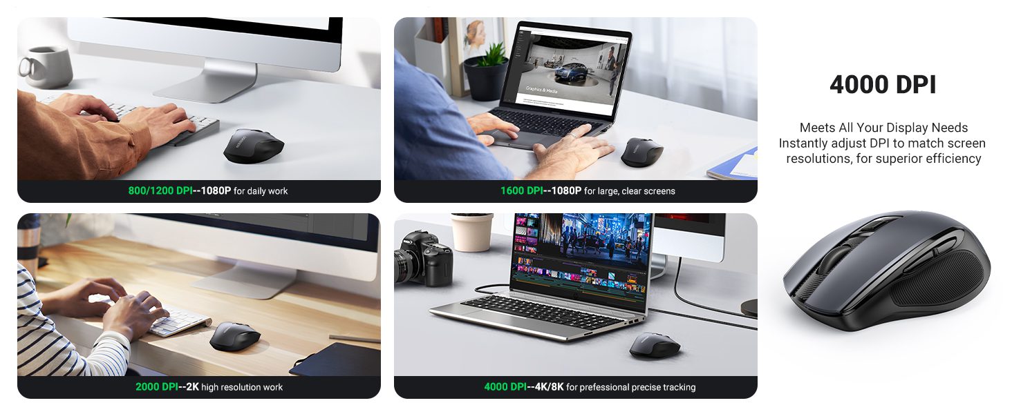 Chuột máy tính Bluetooth công thái học Ugreen MU006 19 Chuột máy tính