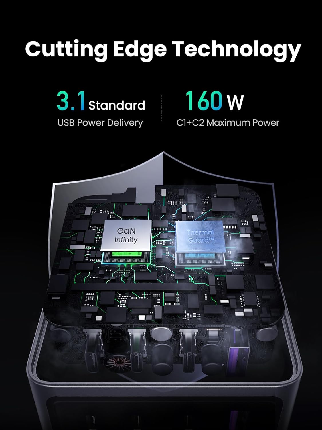 Bộ sạc điện thoại và laptop UGREEN Nexode Pro X763 160W