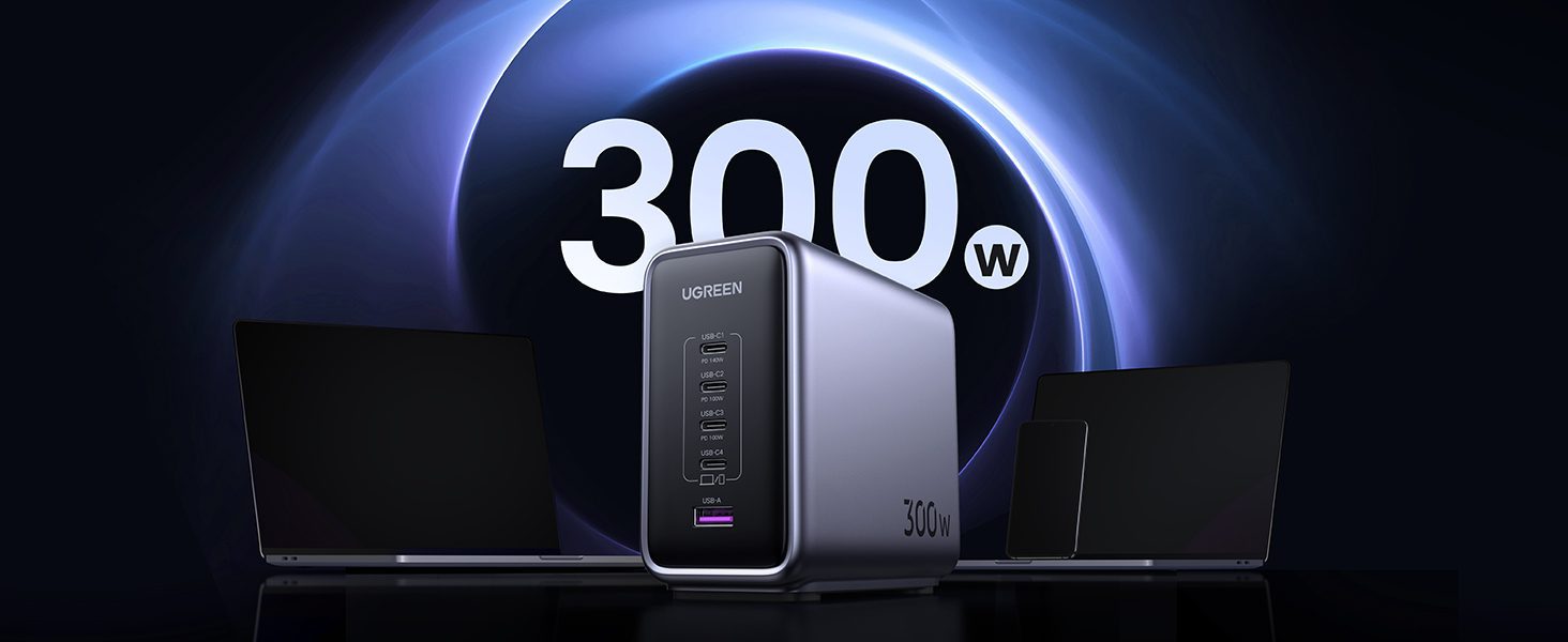 Bộ sạc Ugreen 300W để bàn đa năng Nexode GaN CD333 20 Bộ sạc để bàn đa năng Ugreen CD333 Nexode GaN 300W sạc 5 thiết bị một lúc