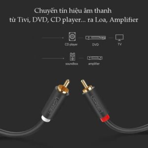 Cáp hoa sen UGREEN AV104 - 2 đầu hoa sen 2RCA đực sang 2RCA đực chuyển tín hiệu âm thanh từ Tivi DVD CD player... ra Loa Amplifier - Hình ảnh 3