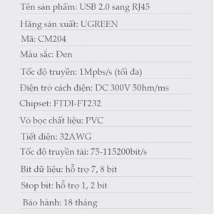 Cáp Console UGREEN CM204 Chuyển USB 2.0 sang RJ45 FTDI (chuẩn 8 pin) - Hình ảnh 6