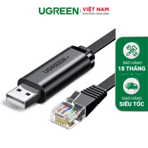 Cáp lập trình Console UGREEN CM204 Chuyển USB 2.0 sang RJ45 FTDI (chuẩn 8 pin) dài 1.5m