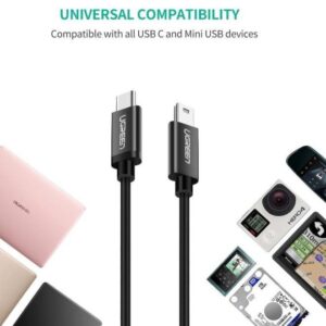 Cáp sạc USB Type-C to Mini USB dài 1m màu đen cao cấp Ugreen US242 50445 - Hình ảnh 2