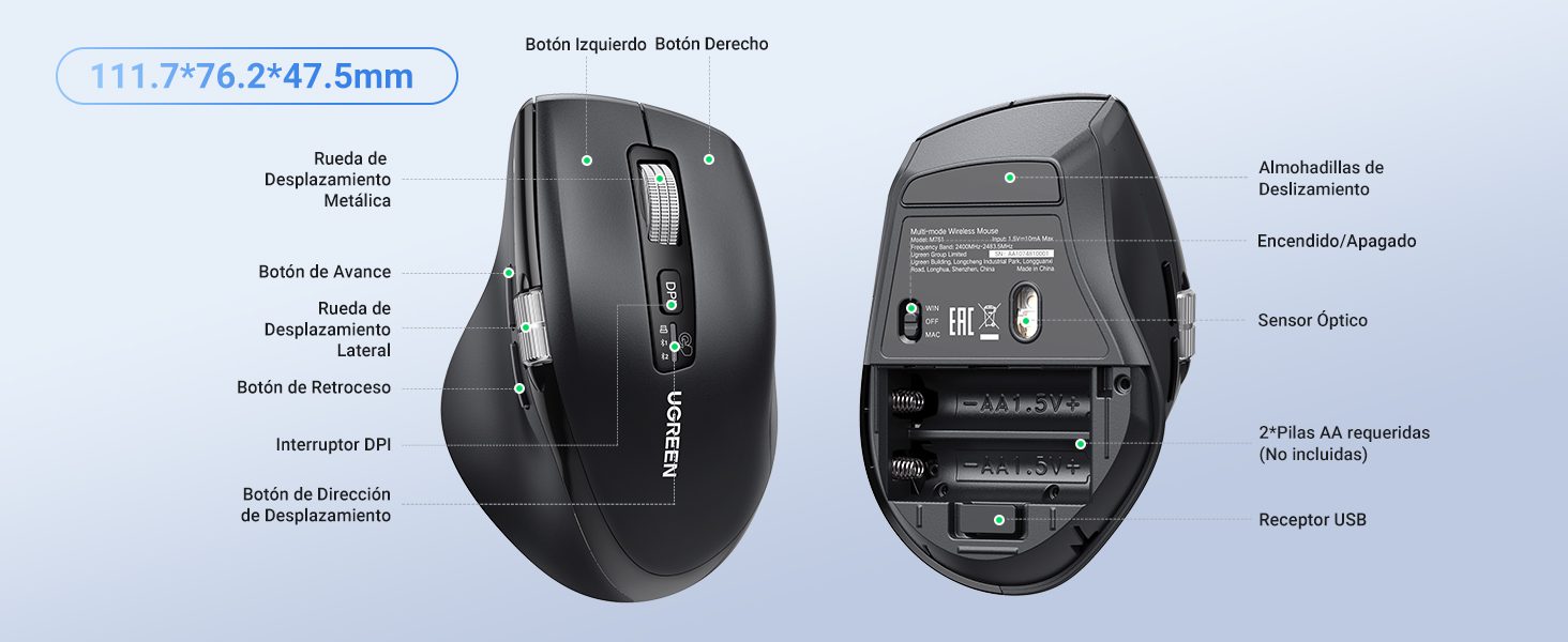 UGREEN M751 - Chuột máy tính công thái học không dây Bluetooth 24 UGREEN M751 - Chuột máy tính công thái học không dây Bluetooth