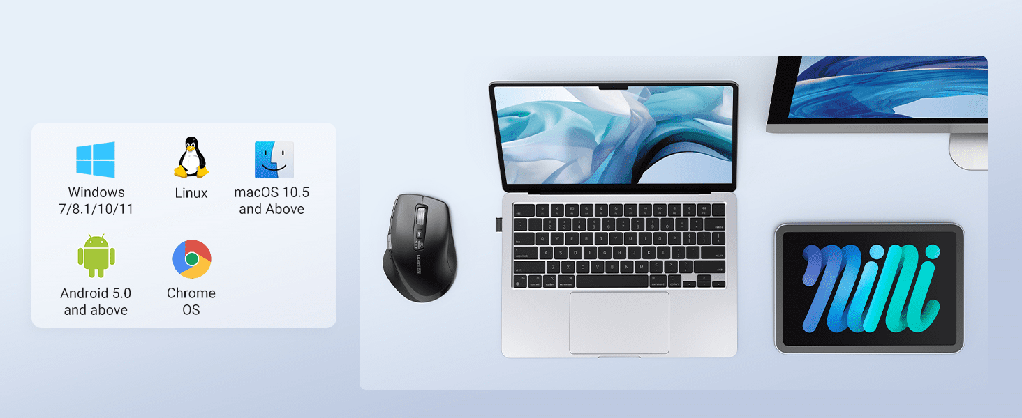 UGREEN M751 - Chuột máy tính công thái học không dây Bluetooth 21 UGREEN M751 - Chuột máy tính công thái học không dây Bluetooth