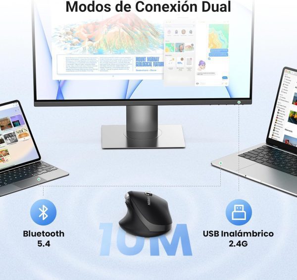 UGREEN M751 - Chuột máy tính công thái học không dây Bluetooth - Hình ảnh 9