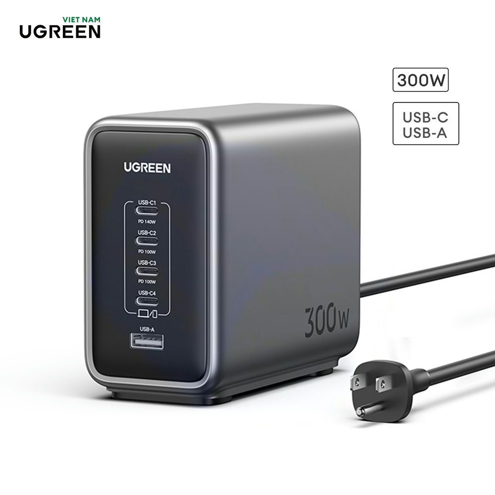 Bộ sạc Ugreen 300W để bàn đa năng Nexode GaN CD333