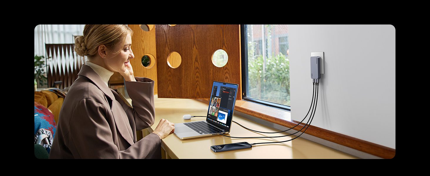 Củ sạc Type C 65W UGREEN Nexode Pro X753 GaN Ultra-Slim 20 Bộ sạc nhỏ nhưng sạc đồng thời 3 thiết vị cùng một lúc bao gồm cả laptop