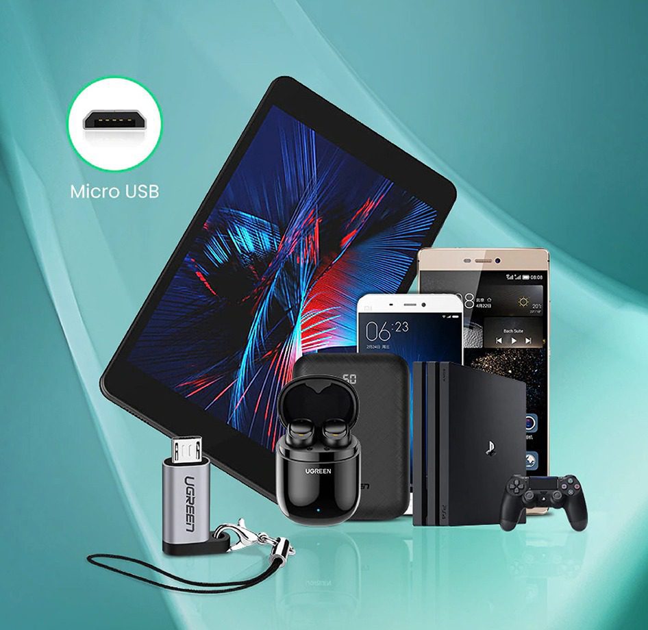 Đầu chuyển Type C sang Micro USB UGREEN US282 Vỏ nhiệt tản nhiệt tốt, kèm móc khóa - Hình ảnh 5