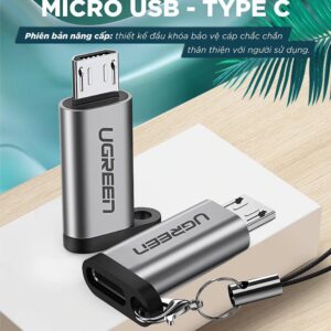 Đầu chuyển Type C sang Micro USB UGREEN US282 Vỏ nhiệt tản nhiệt tốt, kèm móc khóa - Hình ảnh 7