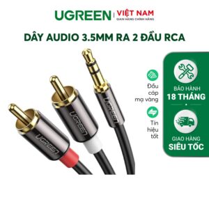 Dây Audio 3.5mm ra 2 đầu RCA (Hoa sen) dài 2M UGREEN AV116 – 10584