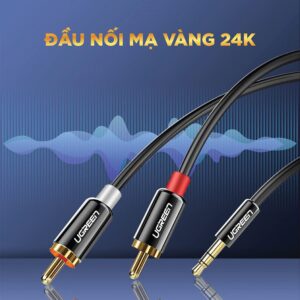 Dây cáp Audio 3.5mm ra 2 đầu RCA (Hoa sen) dài 5M UGREEN AV116 10591