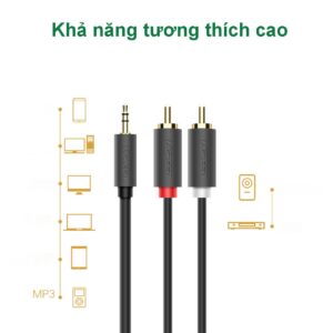 Dây chuyển đổi 3.5mm ra 2RCA (HOA SEN) Dài 1-8m UGREEN AV102 - 1.5m 10511