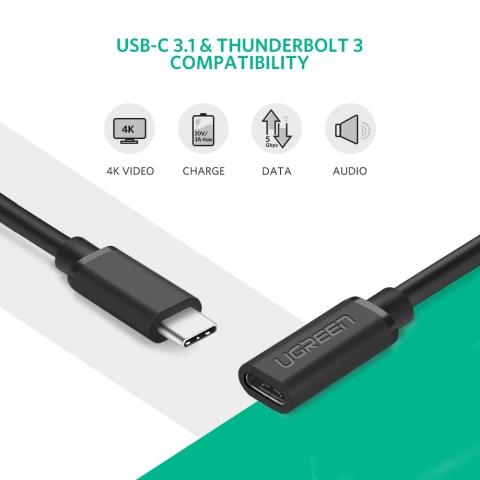 Dây sạc nhanh nối dài Type C UGREEN 40574 - Truyền tải video, hình ảnh 4K full HD - Hình ảnh 4