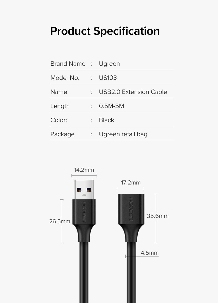 Dây nối dài USB 2.0 UGREEN US103 USB-A đực sang USB-A Cái - Hình ảnh 10