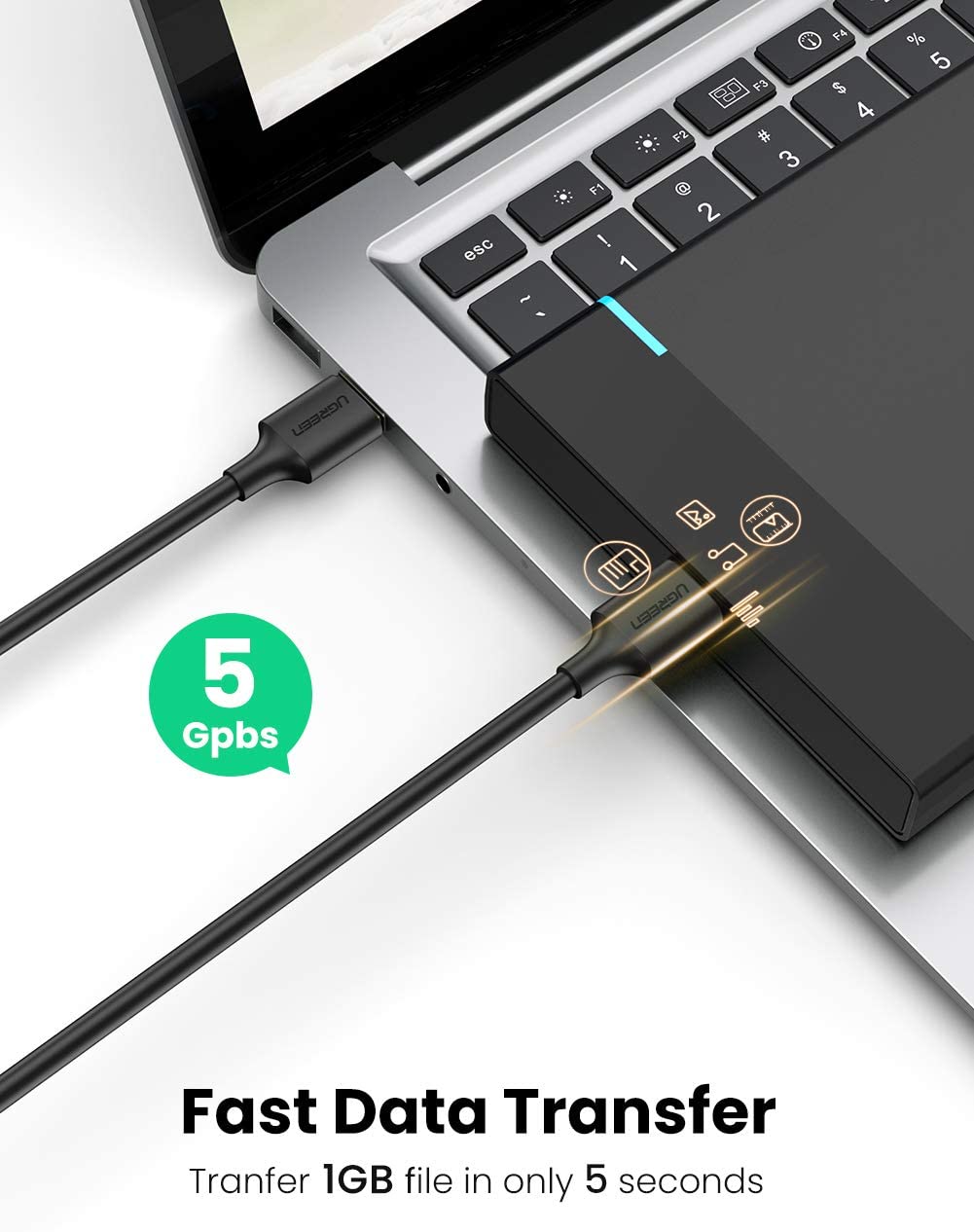 Dây USB 3.0 đực sang đực hỗ trợ tốc độ truyền tải 5Gbps dài 0.5-2M UGREEN US128 - Hình ảnh 7