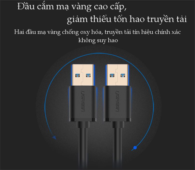 Dây USB 3.0 đực sang đực hỗ trợ tốc độ truyền tải 5Gbps dài 0.5-2M UGREEN US128 - Hình ảnh 3