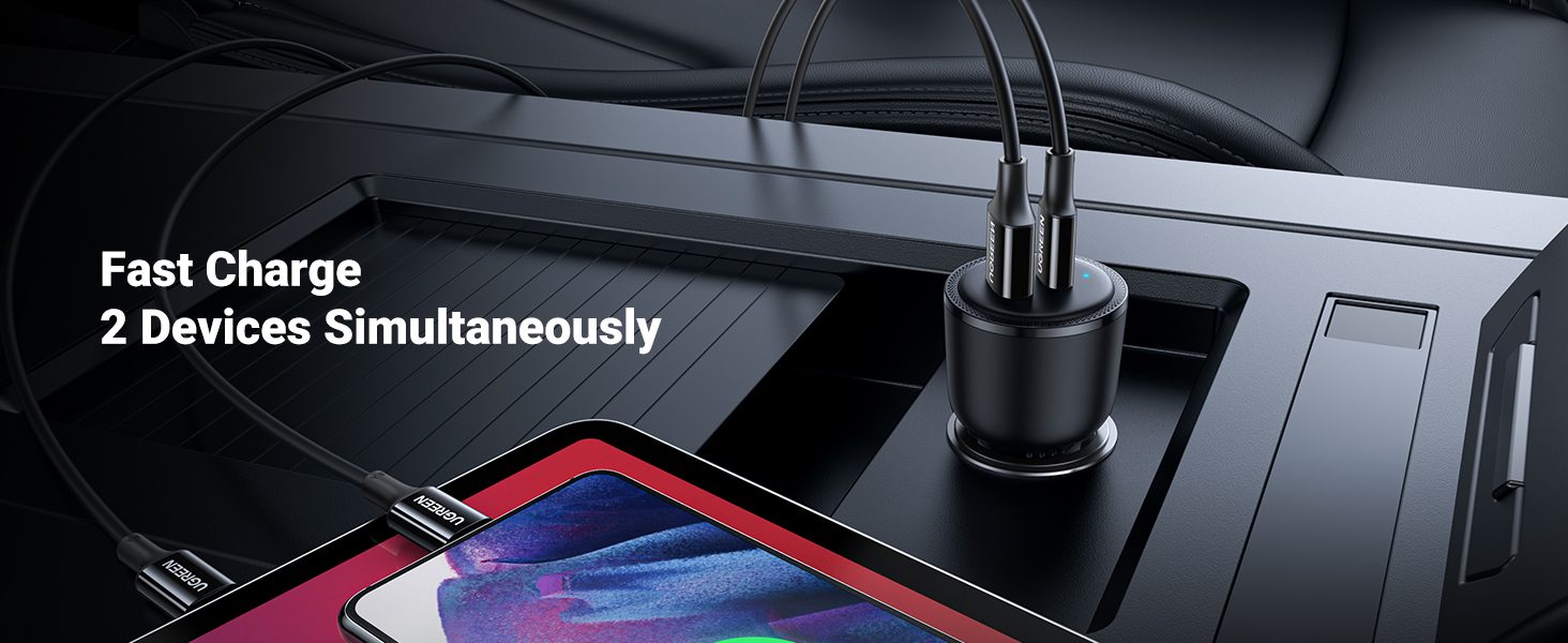 Tẩu Sạc ô tô 2 cổng USB-C và USB-A sạc đồng thời 2 thiết bị