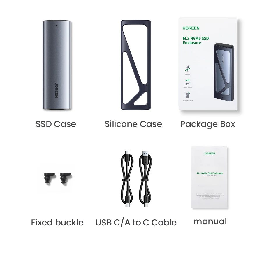Hộ dựng ổ cứng NVMe UGREEN 15512 max 2TB tốc độ 10Gbps 2