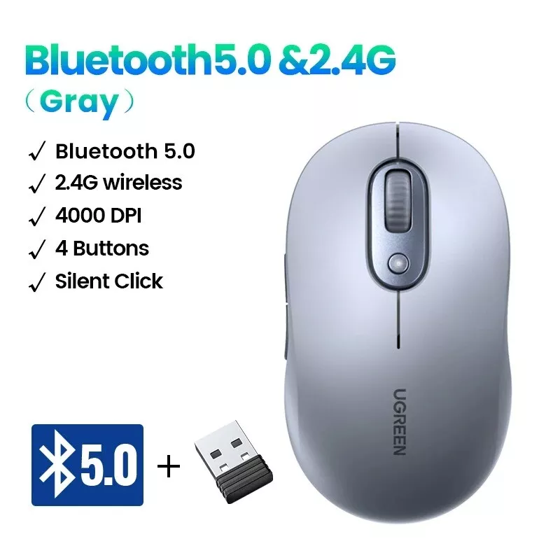 UGREEN 45149 – Chuột Bluetooth Không Dây Dual Mode, DPI 4000 Cho Laptop, MacBook, PC